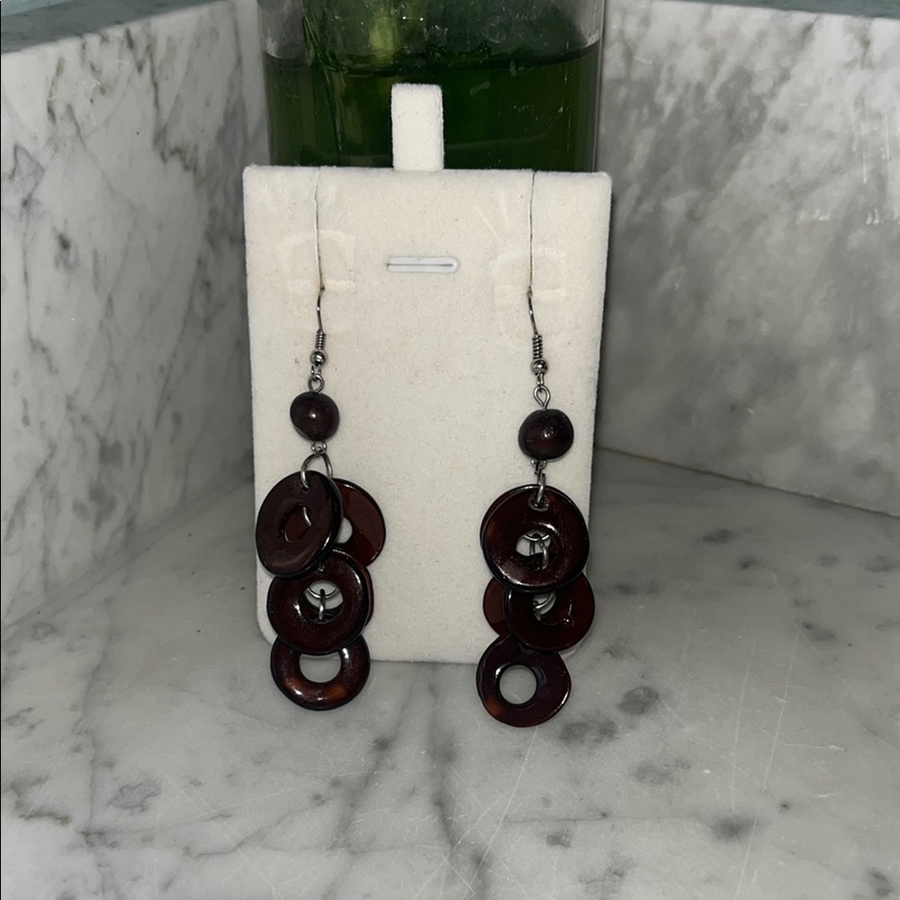 Elegant Brown Dangle Earrings